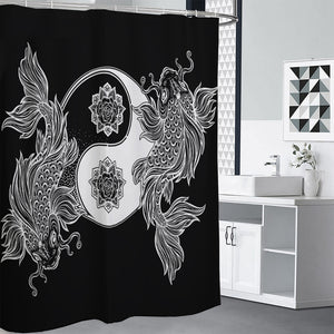 Yin And Yang Koi Carp Fish Print Premium Shower Curtain