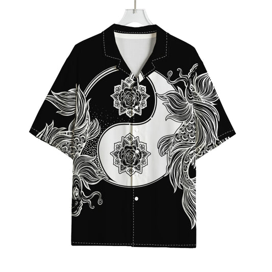 Yin And Yang Koi Carp Fish Print Rayon Hawaiian Shirt