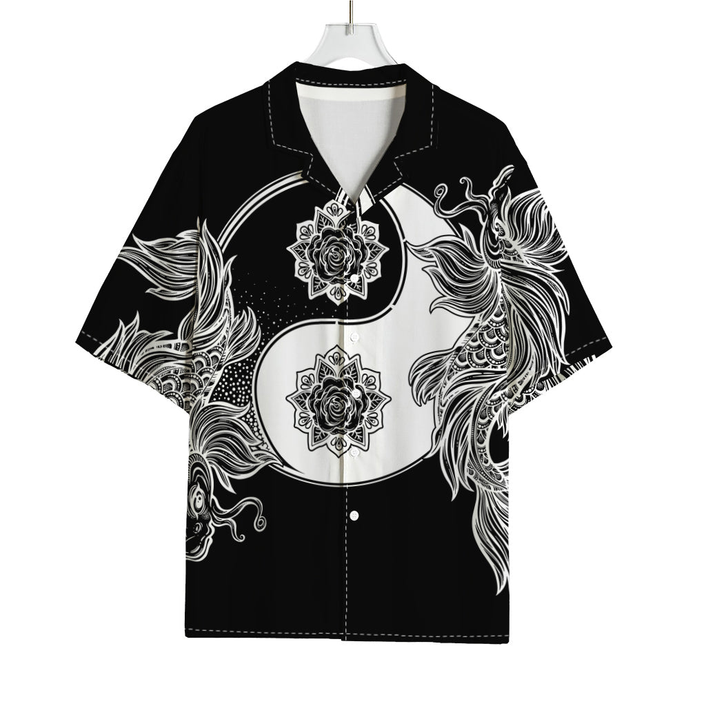 Yin And Yang Koi Carp Fish Print Rayon Hawaiian Shirt
