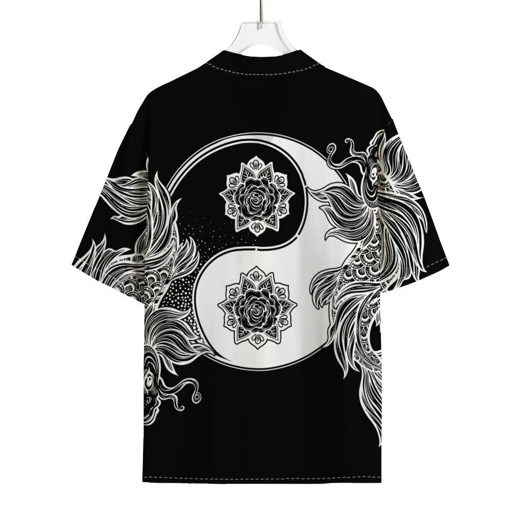 Yin And Yang Koi Carp Fish Print Rayon Hawaiian Shirt