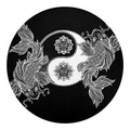 Yin And Yang Koi Carp Fish Print Round Blanket