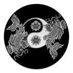 Yin And Yang Koi Carp Fish Print Round Floor Mat