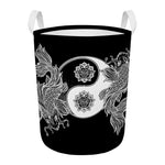 Yin And Yang Koi Carp Fish Print Round Laundry Basket