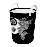 Yin And Yang Koi Carp Fish Print Round Laundry Basket