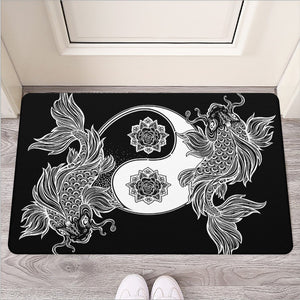 Yin And Yang Koi Carp Fish Print Rubber Doormat