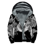 Yin And Yang Koi Carp Fish Print Sherpa Lined Zip Up Hoodie