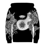 Yin And Yang Koi Carp Fish Print Sherpa Lined Zip Up Hoodie