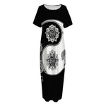 Yin And Yang Koi Carp Fish Print Short Sleeve Long Nightdress