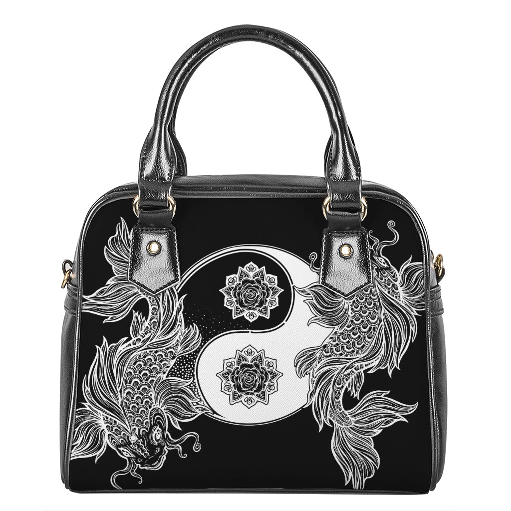 Yin And Yang Koi Carp Fish Print Shoulder Handbag