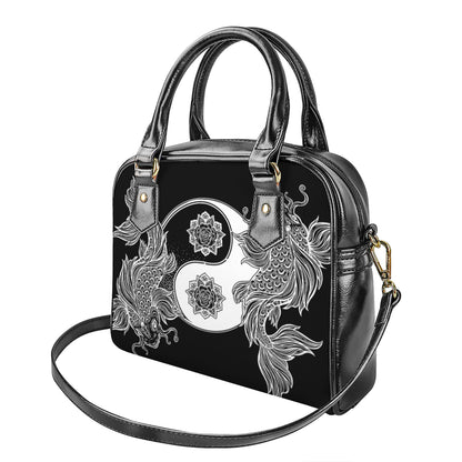 Yin And Yang Koi Carp Fish Print Shoulder Handbag