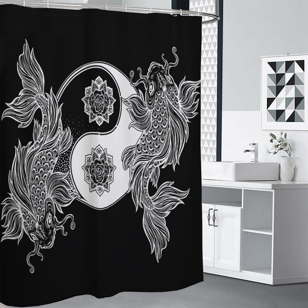 Yin And Yang Koi Carp Fish Print Shower Curtain