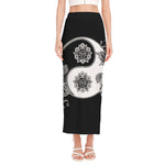 Yin And Yang Koi Carp Fish Print Side Slit Maxi Skirt