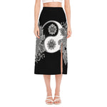 Yin And Yang Koi Carp Fish Print Side Slit Midi Skirt