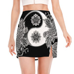 Yin And Yang Koi Carp Fish Print Side Slit Mini Skirt
