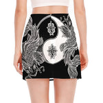 Yin And Yang Koi Carp Fish Print Side Slit Mini Skirt