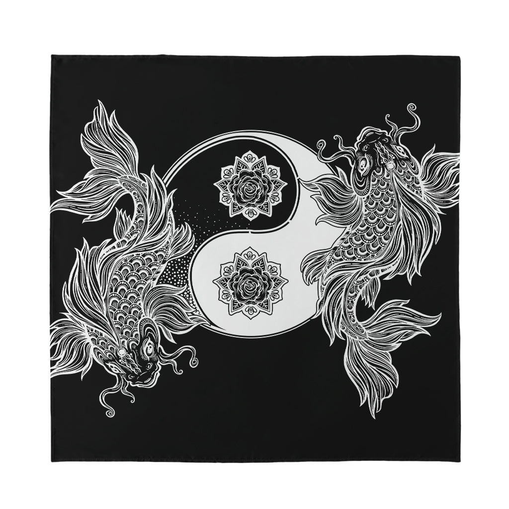Yin And Yang Koi Carp Fish Print Silk Bandana