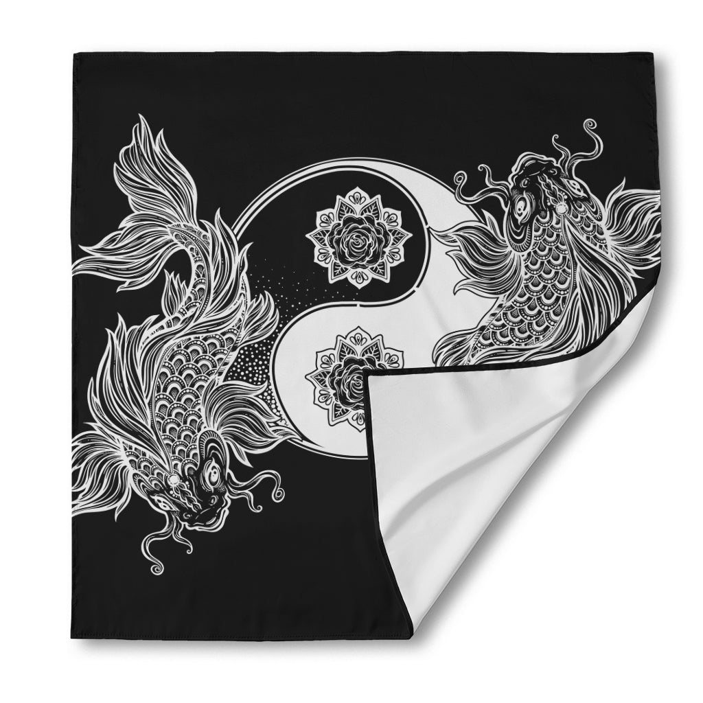 Yin And Yang Koi Carp Fish Print Silk Bandana
