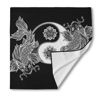 Yin And Yang Koi Carp Fish Print Silk Bandana