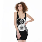 Yin And Yang Koi Carp Fish Print Sleeveless Bodycon Dress