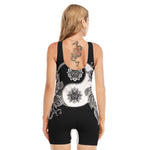 Yin And Yang Koi Carp Fish Print Sleeveless One Piece Swimsuit