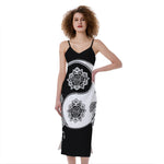Yin And Yang Koi Carp Fish Print Slim Fit Midi Cami Dress
