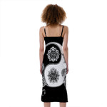 Yin And Yang Koi Carp Fish Print Slim Fit Midi Cami Dress