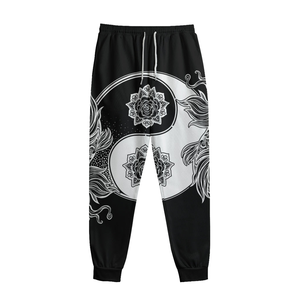 Yin And Yang Koi Carp Fish Print Sweatpants