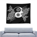 Yin And Yang Koi Carp Fish Print Tapestry