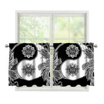Yin And Yang Koi Carp Fish Print Tier Curtains
