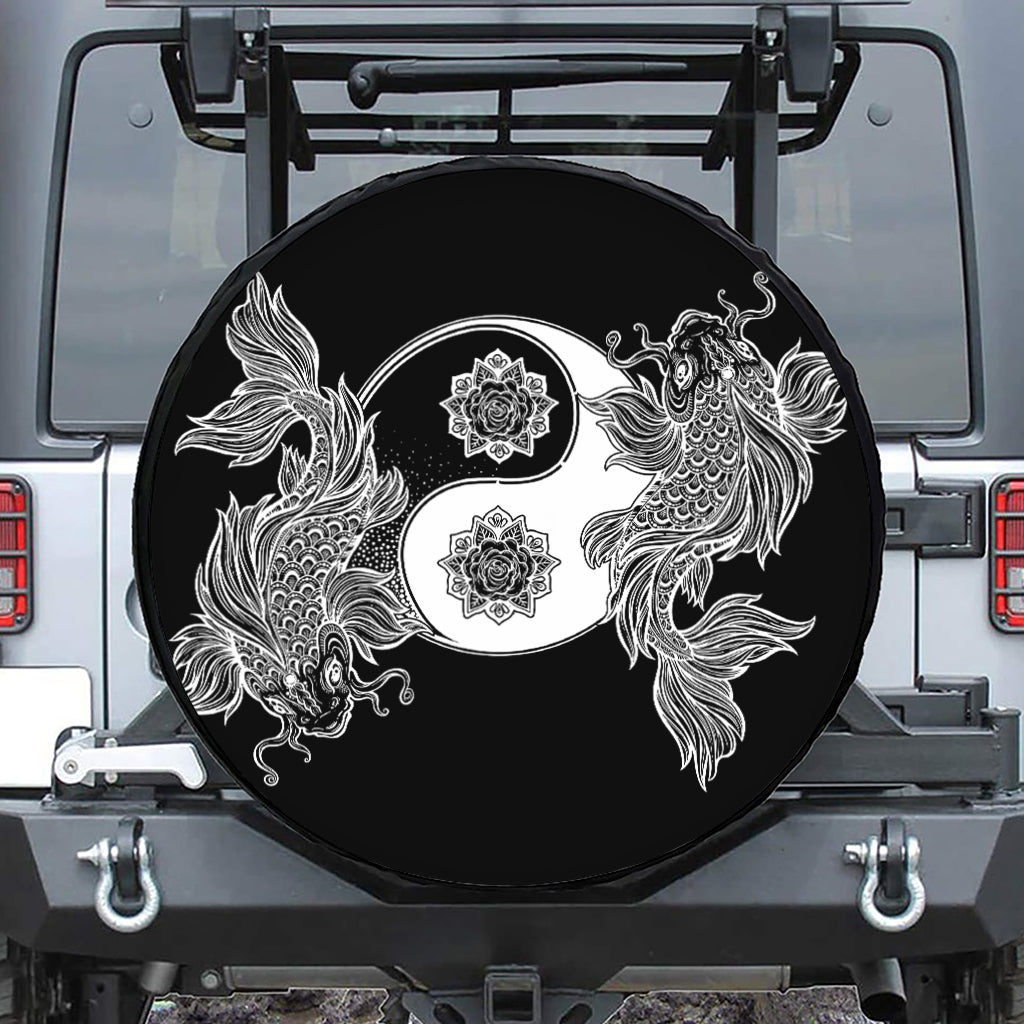 Yin And Yang Koi Carp Fish Print Tire Cover