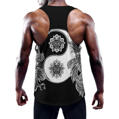 Yin And Yang Koi Carp Fish Print Training Tank Top
