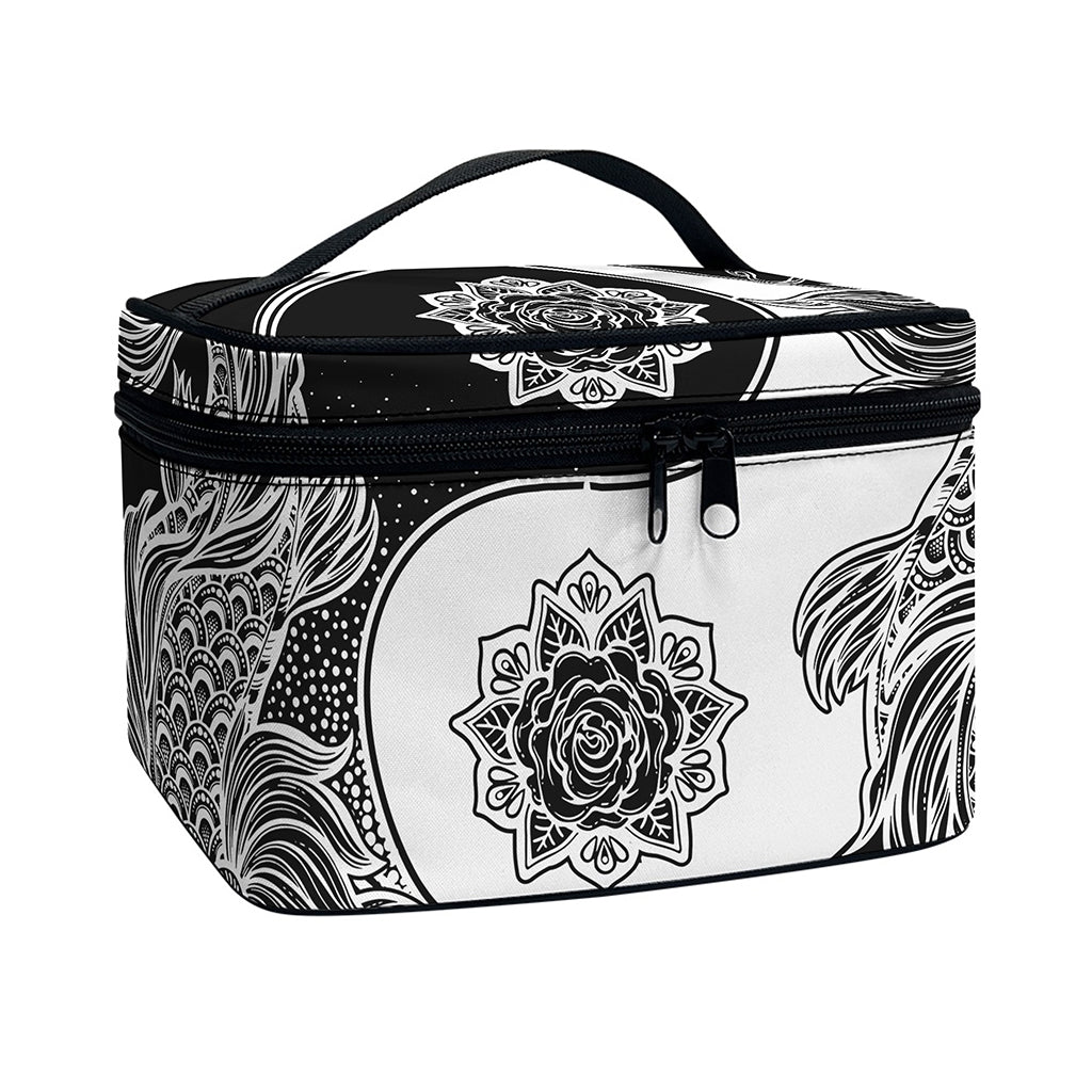 Yin And Yang Koi Carp Fish Print Travel Makeup Bag