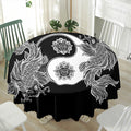 Yin And Yang Koi Carp Fish Print Waterproof Round Tablecloth