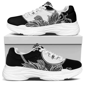 Yin And Yang Koi Carp Fish Print White Chunky Shoes