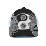 Yin And Yang Koi Carp Fish Print White Mesh Trucker Cap
