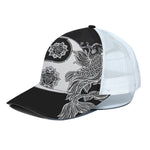Yin And Yang Koi Carp Fish Print White Mesh Trucker Cap