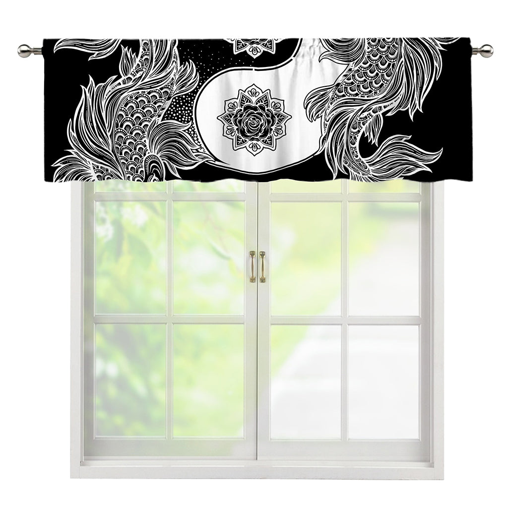 Yin And Yang Koi Carp Fish Print Window Valance