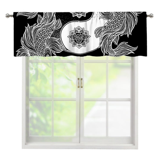 Yin And Yang Koi Carp Fish Print Window Valance