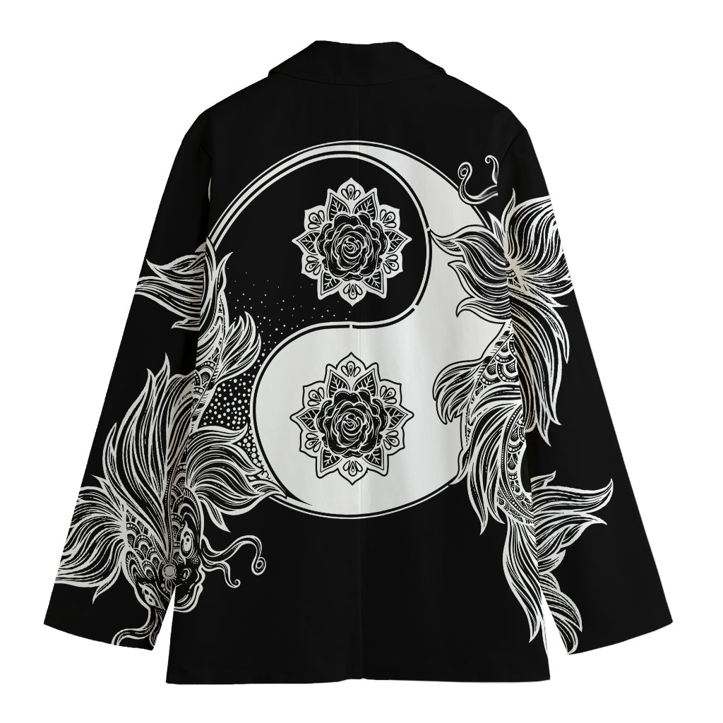 Yin And Yang Koi Carp Fish Print Women's Blazer