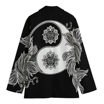 Yin And Yang Koi Carp Fish Print Women's Blazer