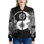 Yin And Yang Koi Carp Fish Print Women's Bomber Jacket