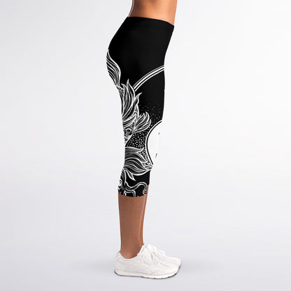 Yin And Yang Koi Carp Fish Print Women's Capri Leggings