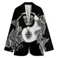 Yin And Yang Koi Carp Fish Print Women's Cotton Blazer