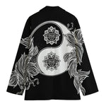 Yin And Yang Koi Carp Fish Print Women's Cotton Blazer