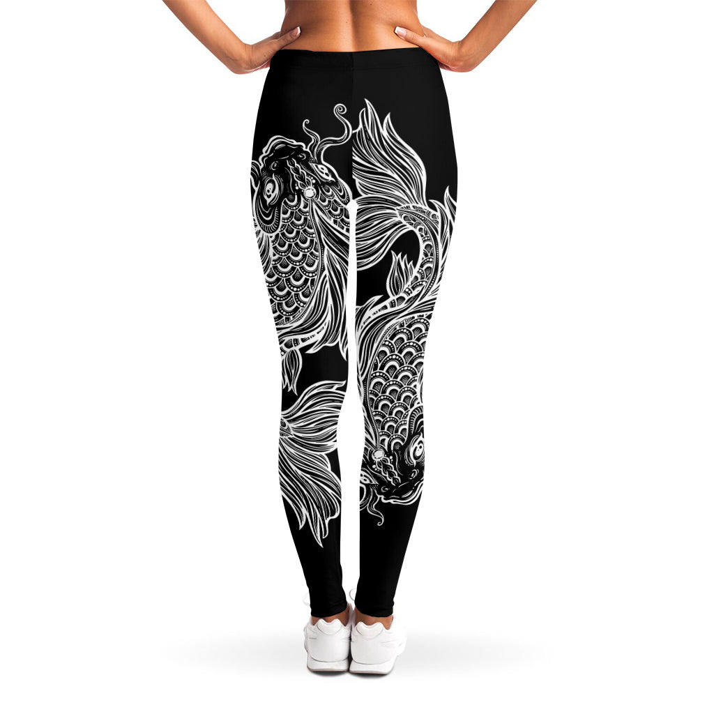 Yin And Yang Koi Carp Fish Print Women's Leggings