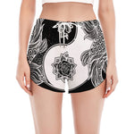 Yin And Yang Koi Carp Fish Print Women's Split Running Shorts