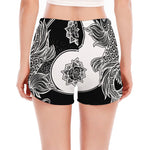 Yin And Yang Koi Carp Fish Print Women's Split Running Shorts