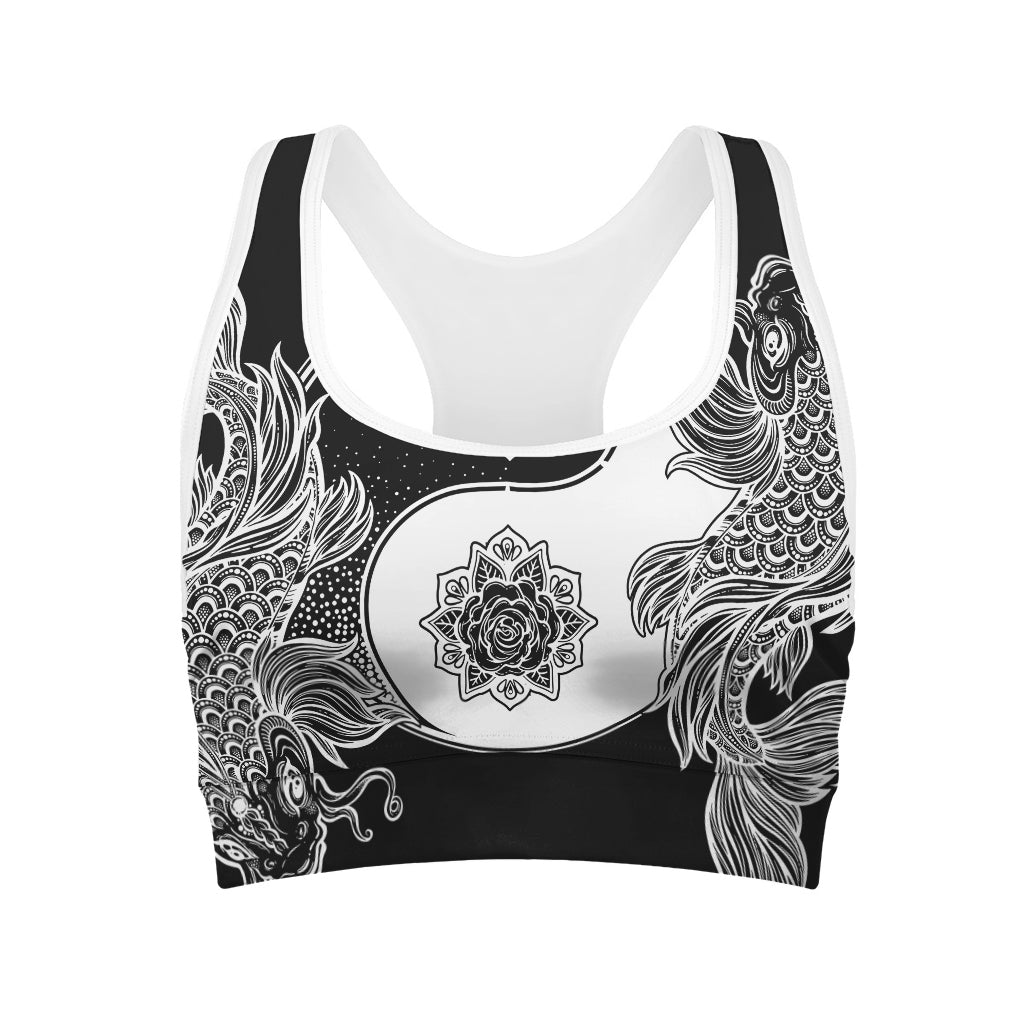 Yin And Yang Koi Carp Fish Print Women's Sports Bra