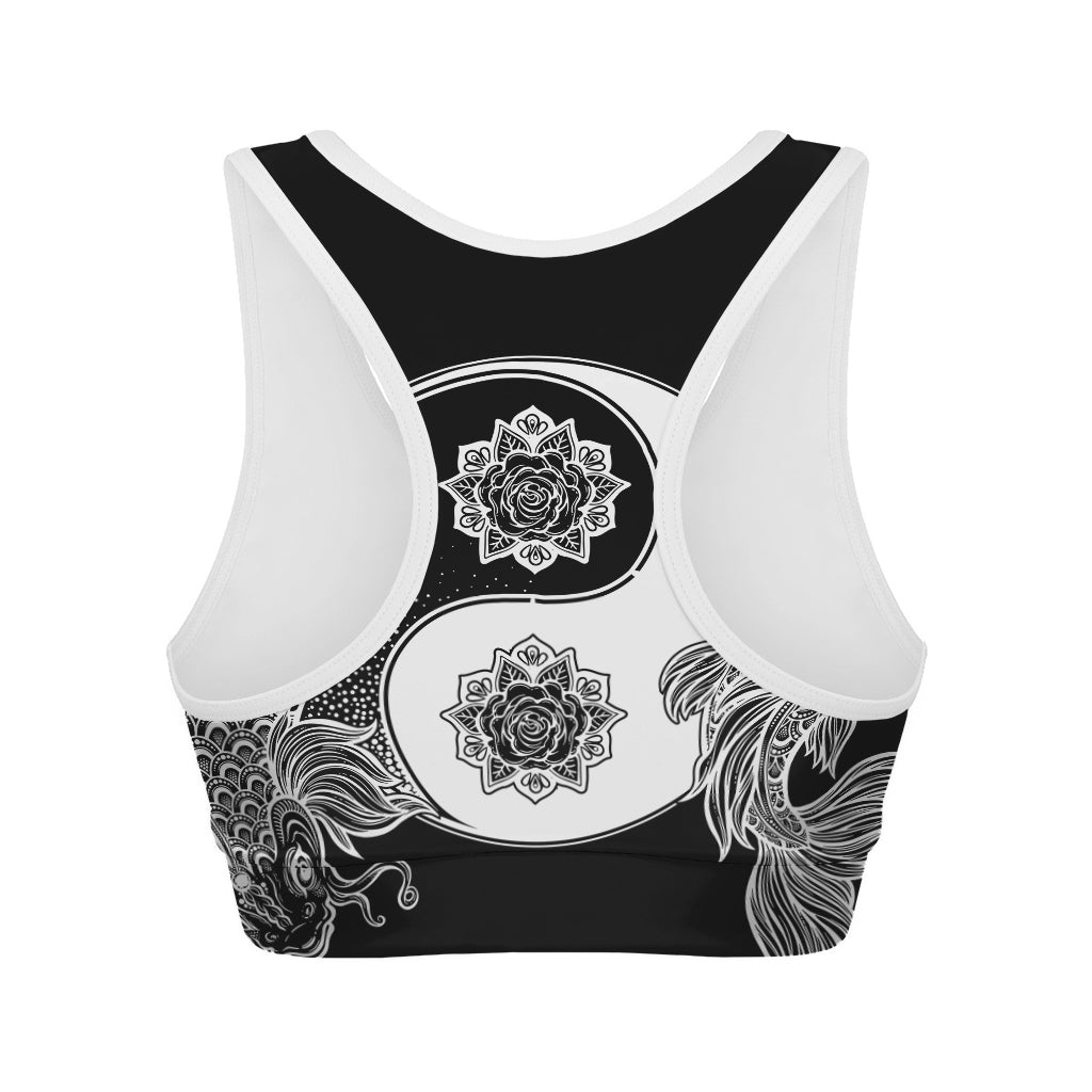 Yin And Yang Koi Carp Fish Print Women's Sports Bra