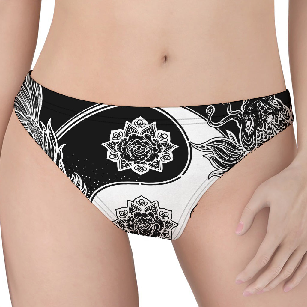 Yin And Yang Koi Carp Fish Print Women's Thong